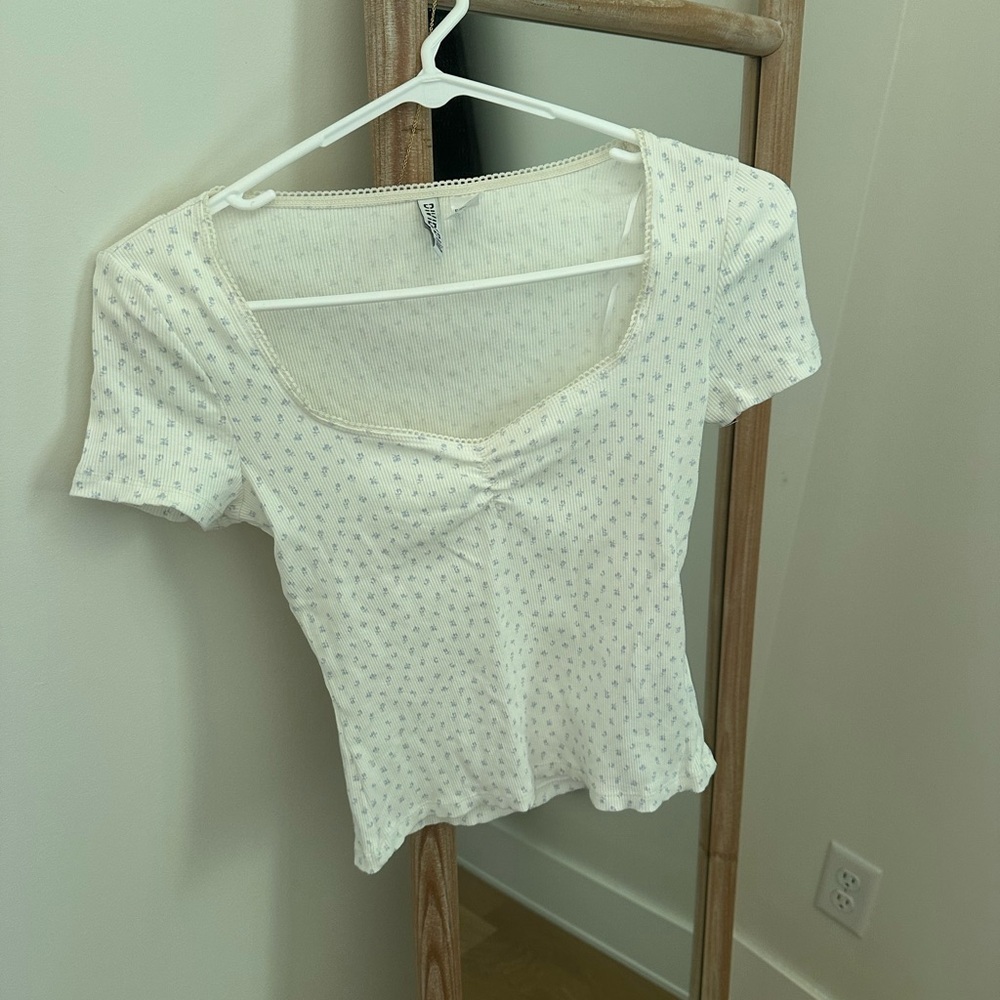 H&M Floral-Print Square Neck Top